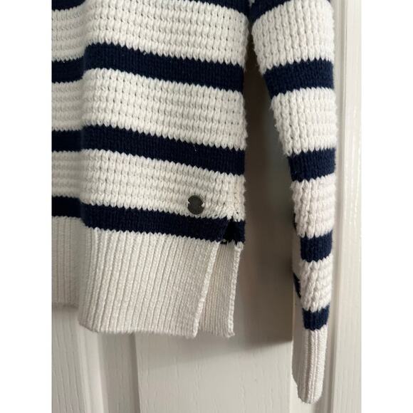 Roxy Women's White Black Striped Print Long Sleeves Crew Neck Sweater Size XS - Picture 2 of 4